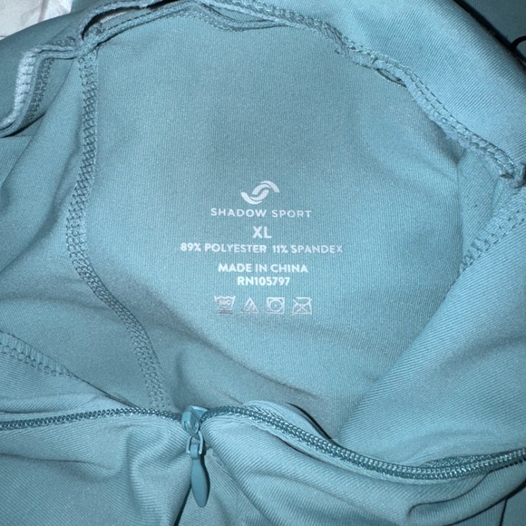 Shadow Sport Light Blue  Fitted Mock-Neck 3/4 Zip Front Athletic Jacket, Pockets - Picture 9 of 12